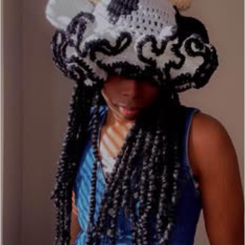Handmade Black and White Cow Crochet Hat